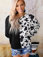 Cows Pattern Women's Waffle Knit Sweater Frugal Finds Galore