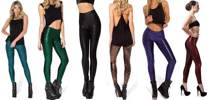 Leggings de sirena reflectantes que moldean las piernas