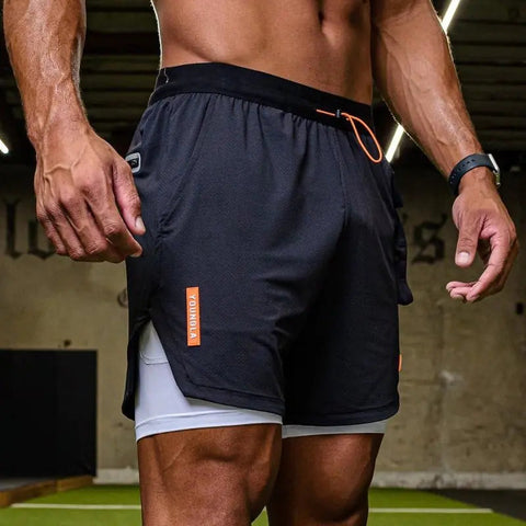 Men's Double Layer Stretch Shorts for Fitness Exercise Frugal Finds Galore
