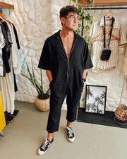 Men's Casual One-Piece Suit with Belted Overalls Frugal Finds Galore