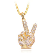 Hip Hop Alloy Victory Gesture Pendant Necklace Frugal Finds Galore