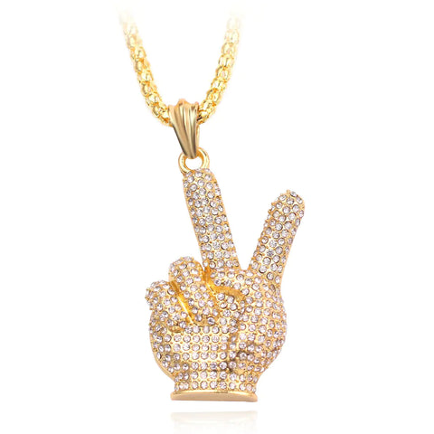Hip Hop Alloy Victory Gesture Pendant Necklace Frugal Finds Galore