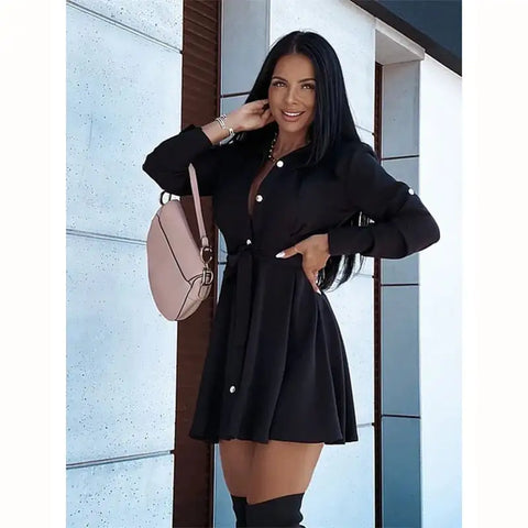 Lapel Button Lace Up Dress for Beauty Frugal Finds Galore