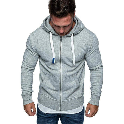 Men's Fashion Zip Pocket Drawstring Sport Hoodie Frugal Finds Galore