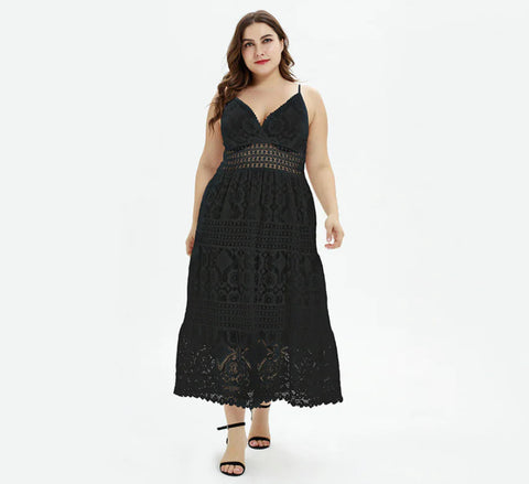 Solid Color Lace Panel Spaghetti Strap Dress Frugal Finds Galore