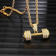 Hip Hop Iced Out Bling Rhinestone Rope Chain Barbell Gym Fitness Dumbbell Frugal Finds Galore