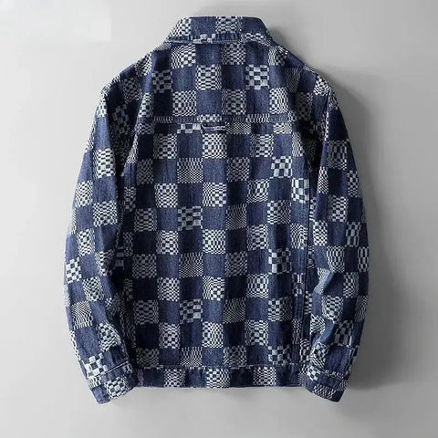 Denim Jacket Blue Button Plaid Frugal Finds Galore