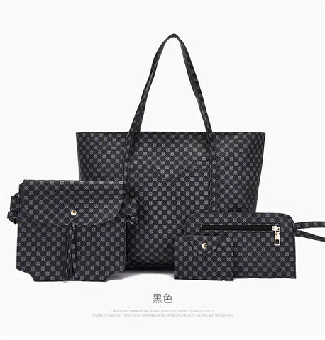 Stylish Geometric Tote Bag Set - Handbag, Clutch & Key Bag Frugal Finds Galore