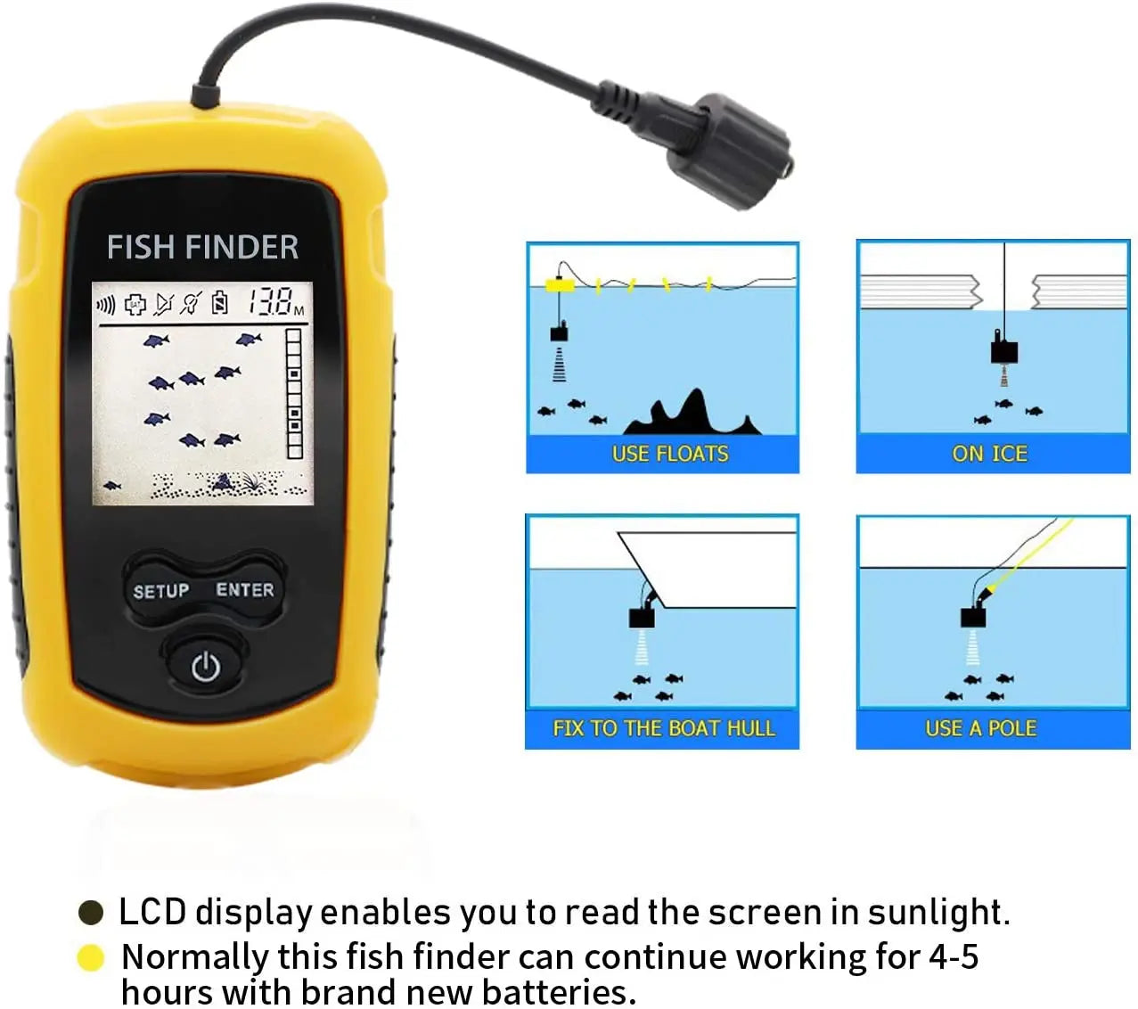 Alarm 100m Portable Sonar Fish Finder