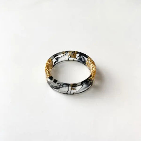 Colorful Handmade Resin Ring with Dried Flowers and Gold Foil Frugal Finds Galore