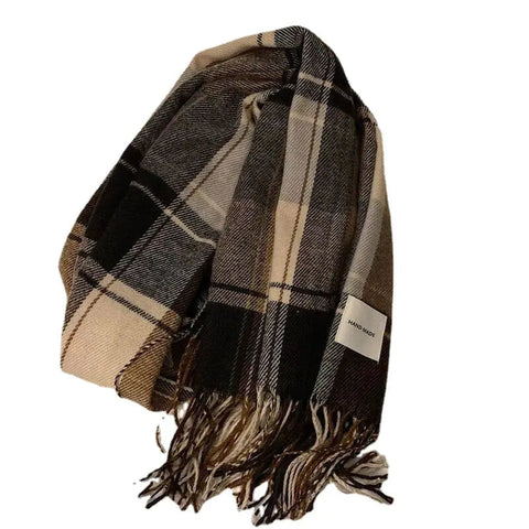 Versatile Retro Plaid Scarf with Tassels Frugal Finds Galore