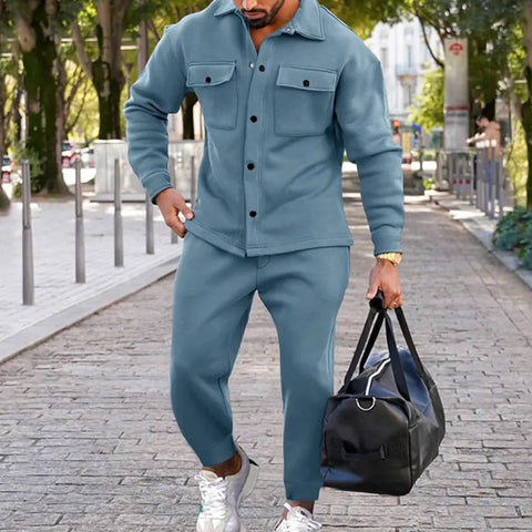 Suede Slim Fit Solid Color Two-Piece Suit for Men Frugal Finds Galore