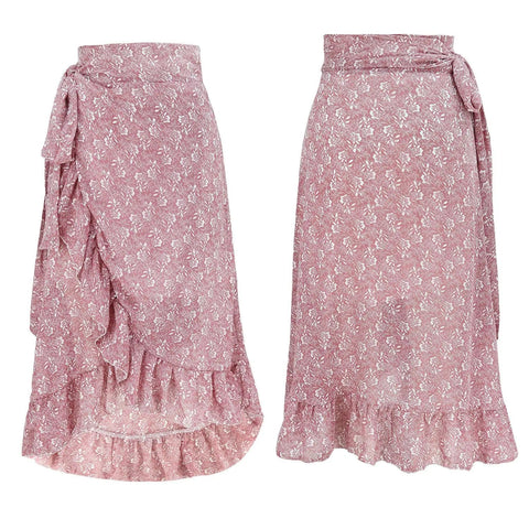 High Waist Black Floral Ruffle Chiffon A-Line Skirt Frugal Finds Galore