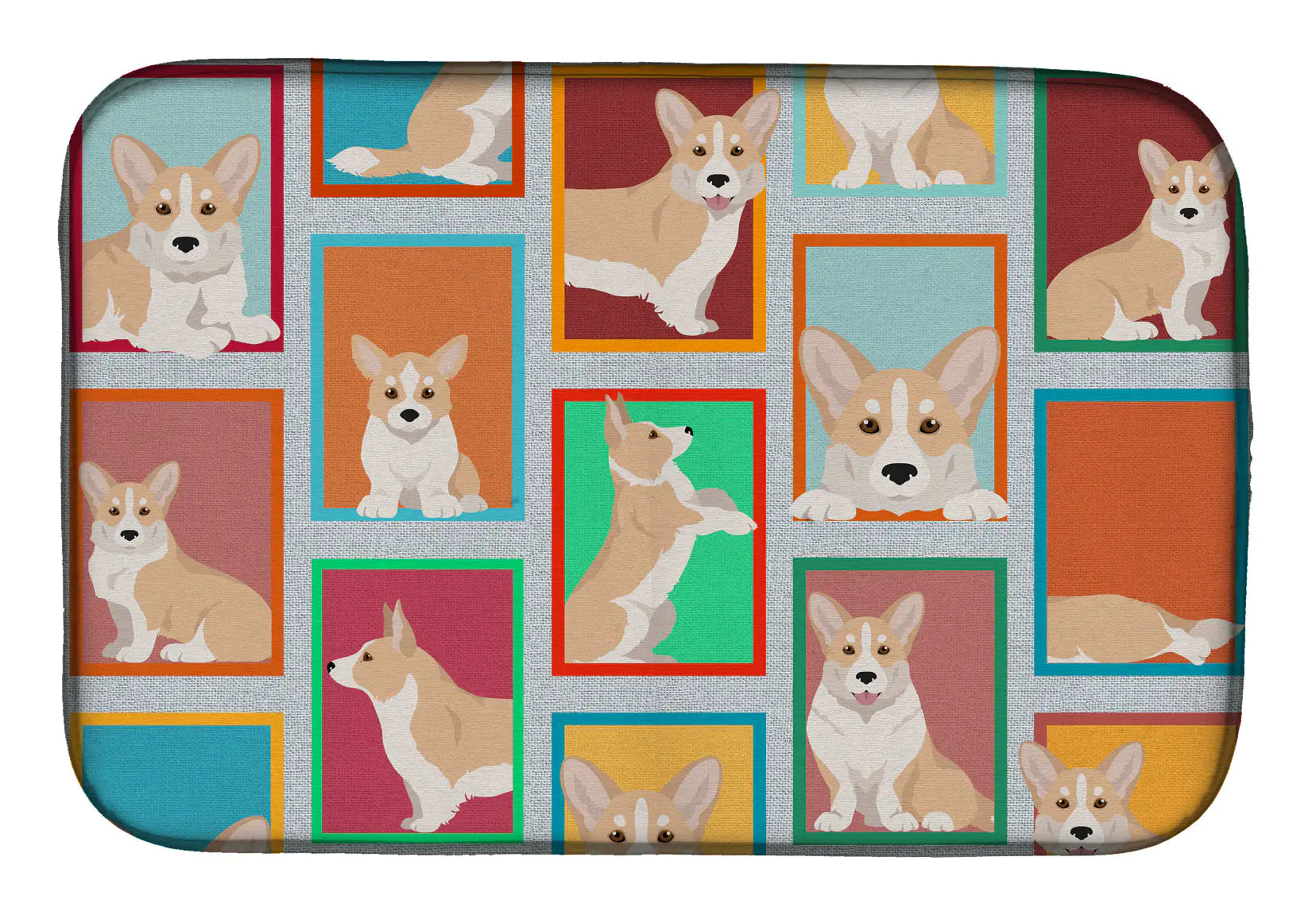 Lots of Fawn Cardigan Corgi Dish Drying Mat