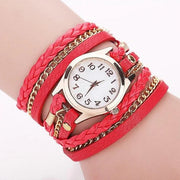 PU Leather Woven Bracelet Watch with Quartz Chain Frugal Finds Galore