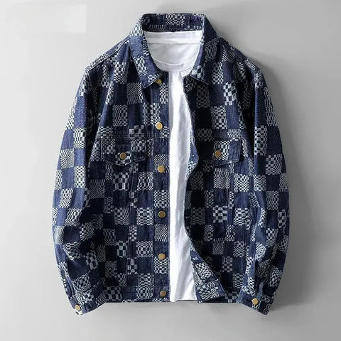 Denim Jacket Blue Button Plaid Frugal Finds Galore