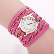 PU Leather Woven Bracelet Watch with Quartz Chain Frugal Finds Galore