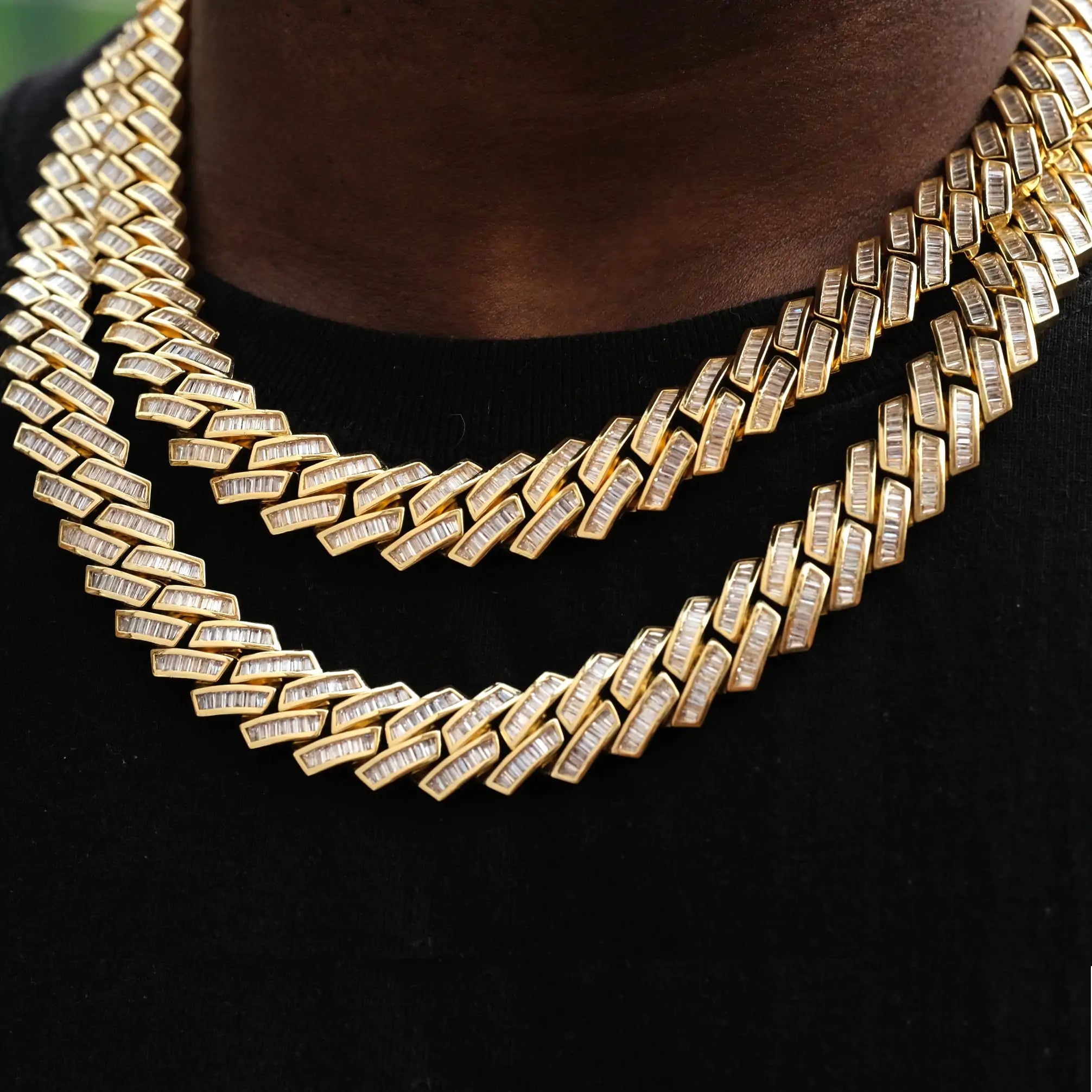 Baguette Channel Set Cuban Necklace