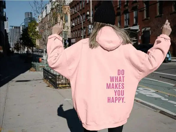 Sudadera deportiva con estampado "Do What Makes You Happy"