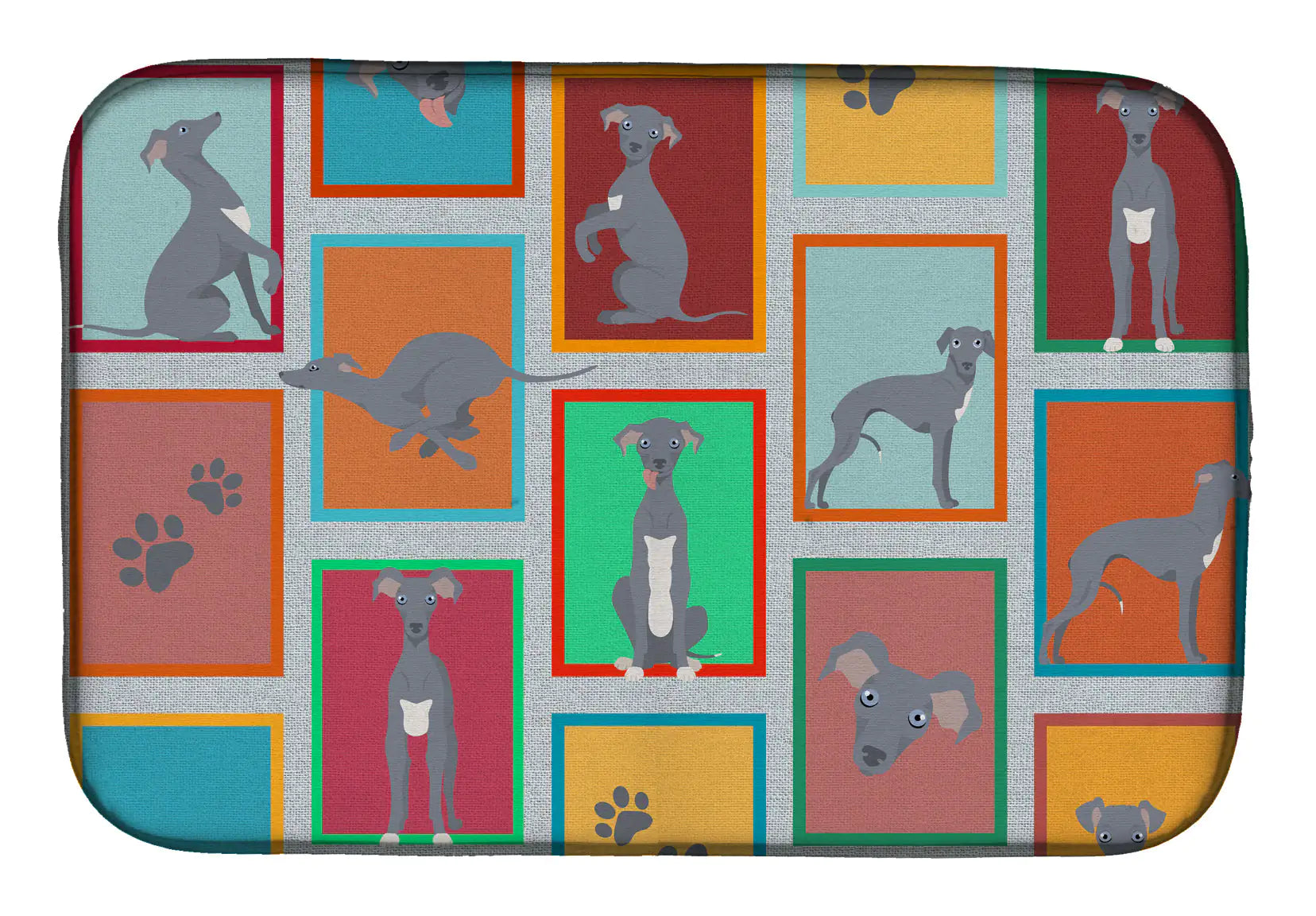 Lots of Italian Greyhound Dish Drying Mat