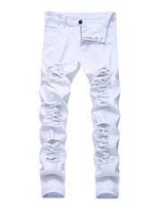 Slim Fit Distressed Ripped Casual Pants White Frugal Finds Galore