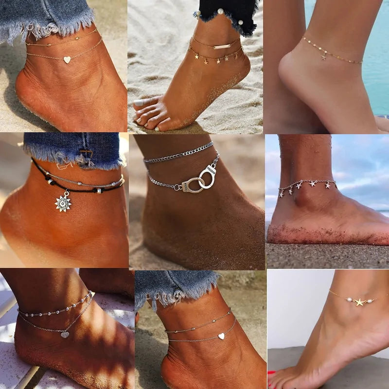 Boho Style Star Anklet Multilayer Foot Chain