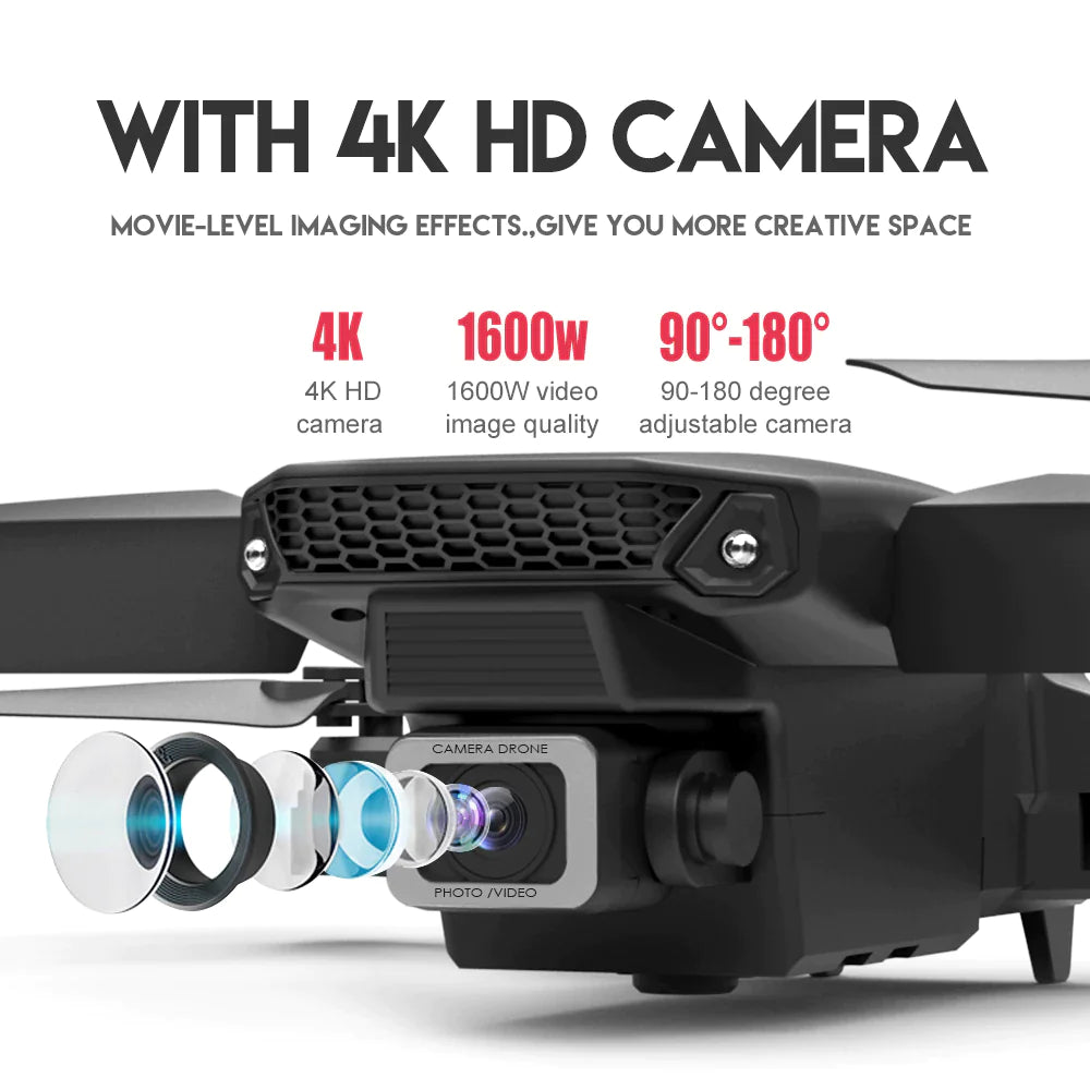 Drone With 4K HD Dual Camera WiFi FPV Foldable Quadcopter +4 Battery