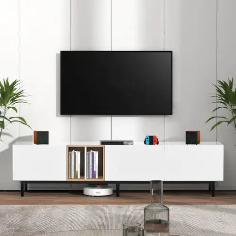 TV Stand Suitable For 80 Inch TV With 3 Doors Frugal Finds Galore