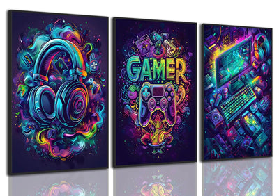 Set of 3 Game Room Decor 12x16in Unframed Frugal Finds Galore