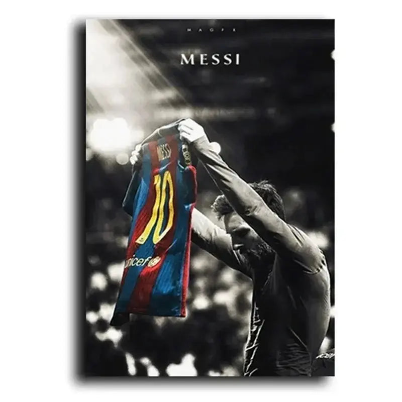 Póster retro de la estrella del fútbol Messi