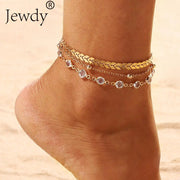 Women's Gold Color Crystal Star Anklets Set Frugal Finds Galore
