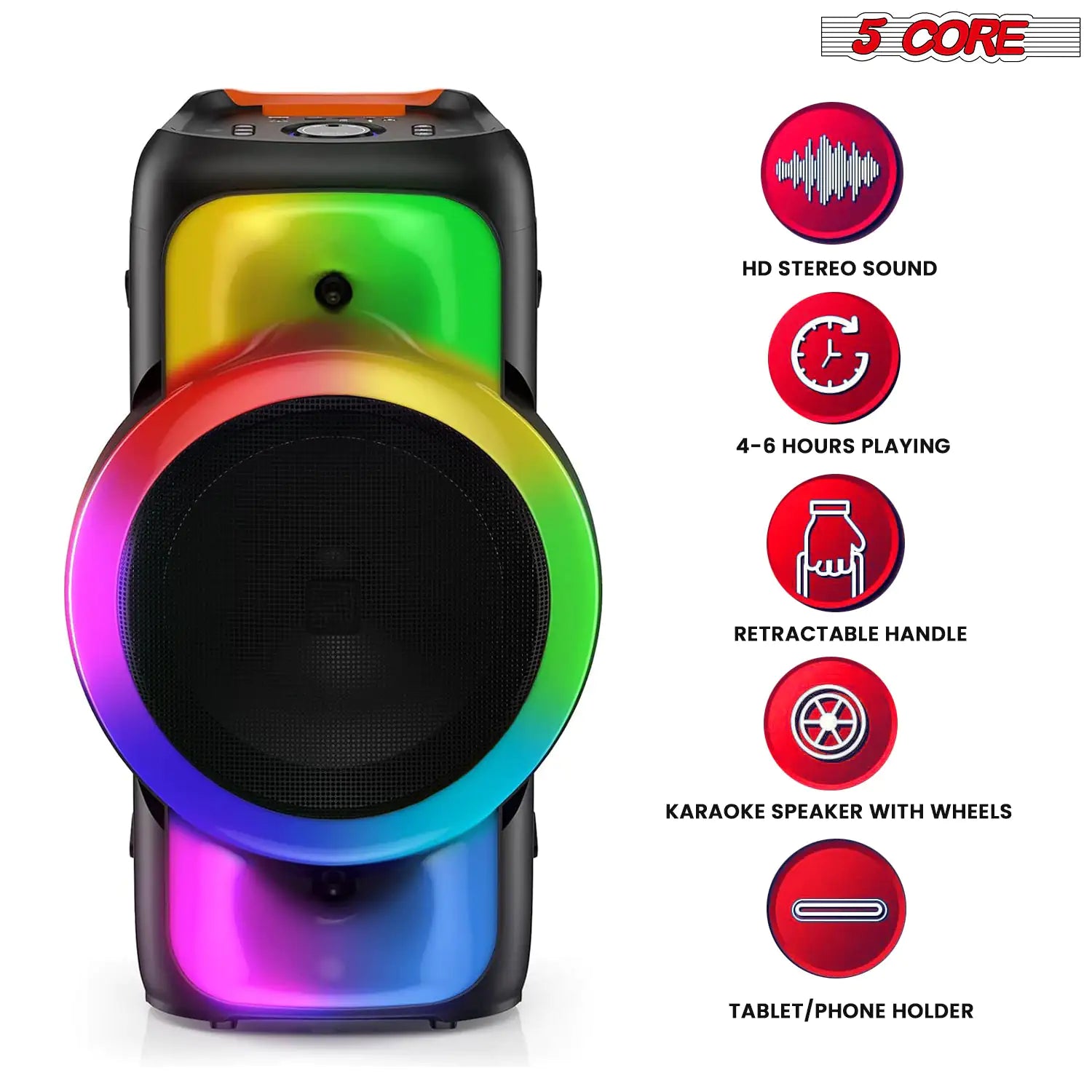 5Core Bluetooth Karaoke Machine + 2 Wireless Mic