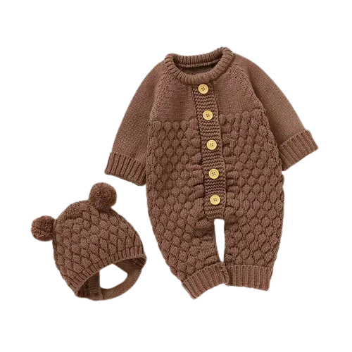 Baby Knit Set - Romper, Beanie, Mittens & Booties