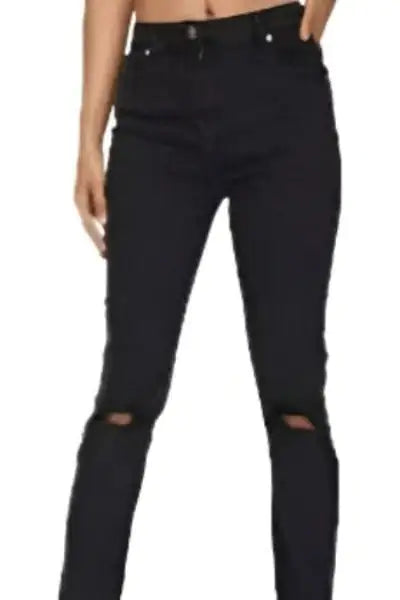 Charcoal Distressed Straight Leg Jeans