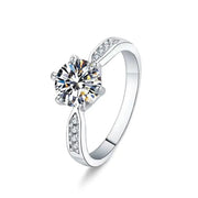 One Carat Six-Claw Diamond Ring with Zircon Accents Frugal Finds Galore