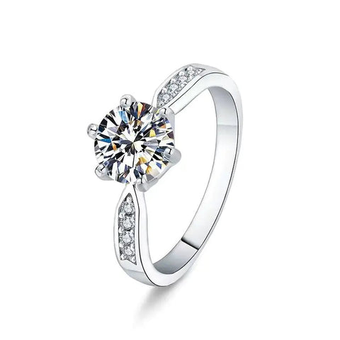 One Carat Six-Claw Diamond Ring with Zircon Accents Frugal Finds Galore