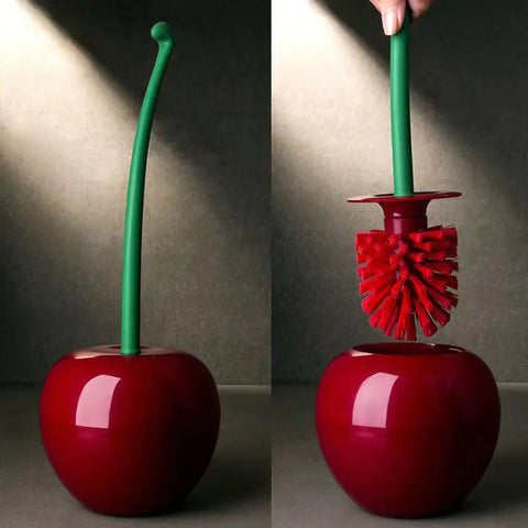 Cherry Toilet Brush Set - Plastic Cleaning Tool (One Set) Frugal Finds Galore