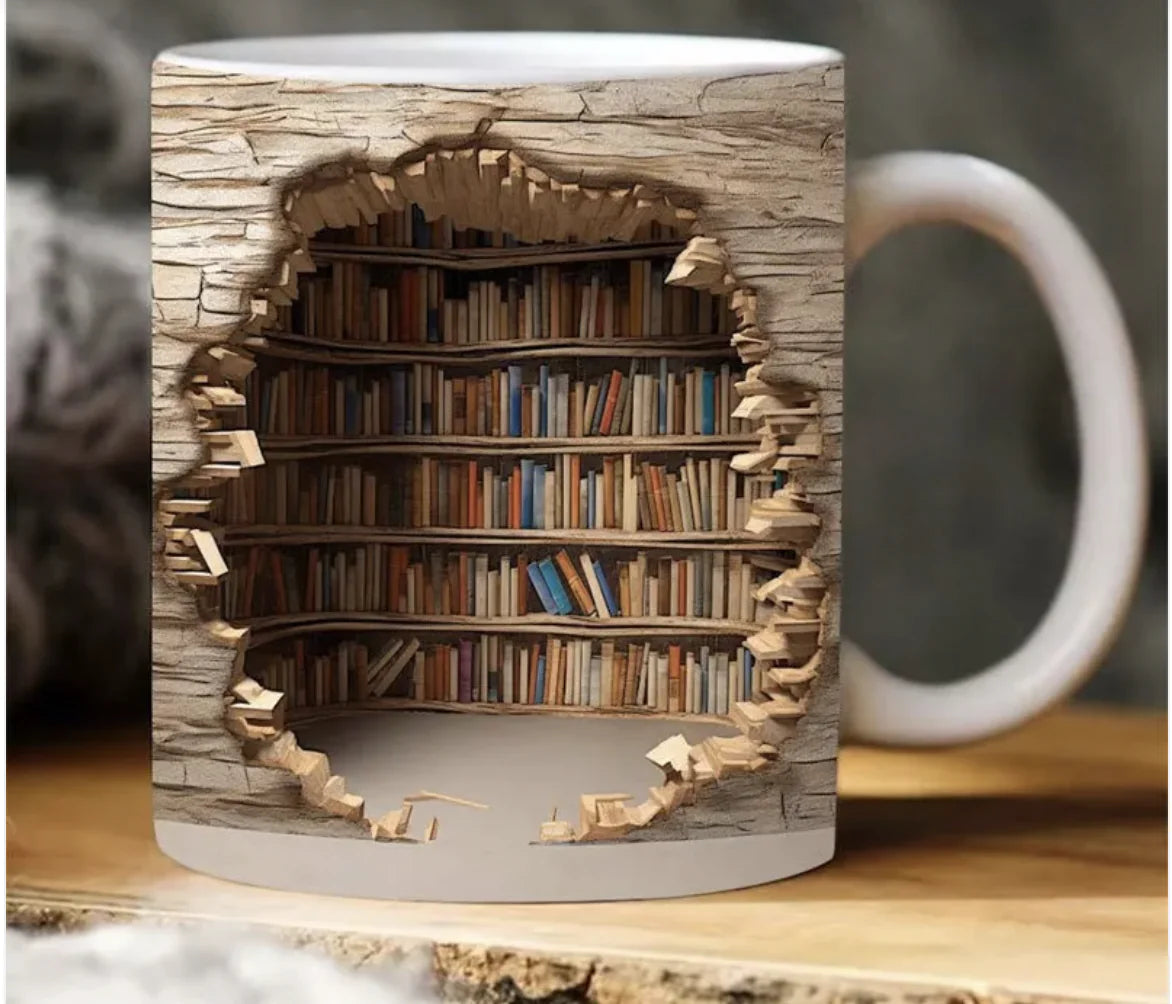 Ceramic 3D Bookshelf Mug