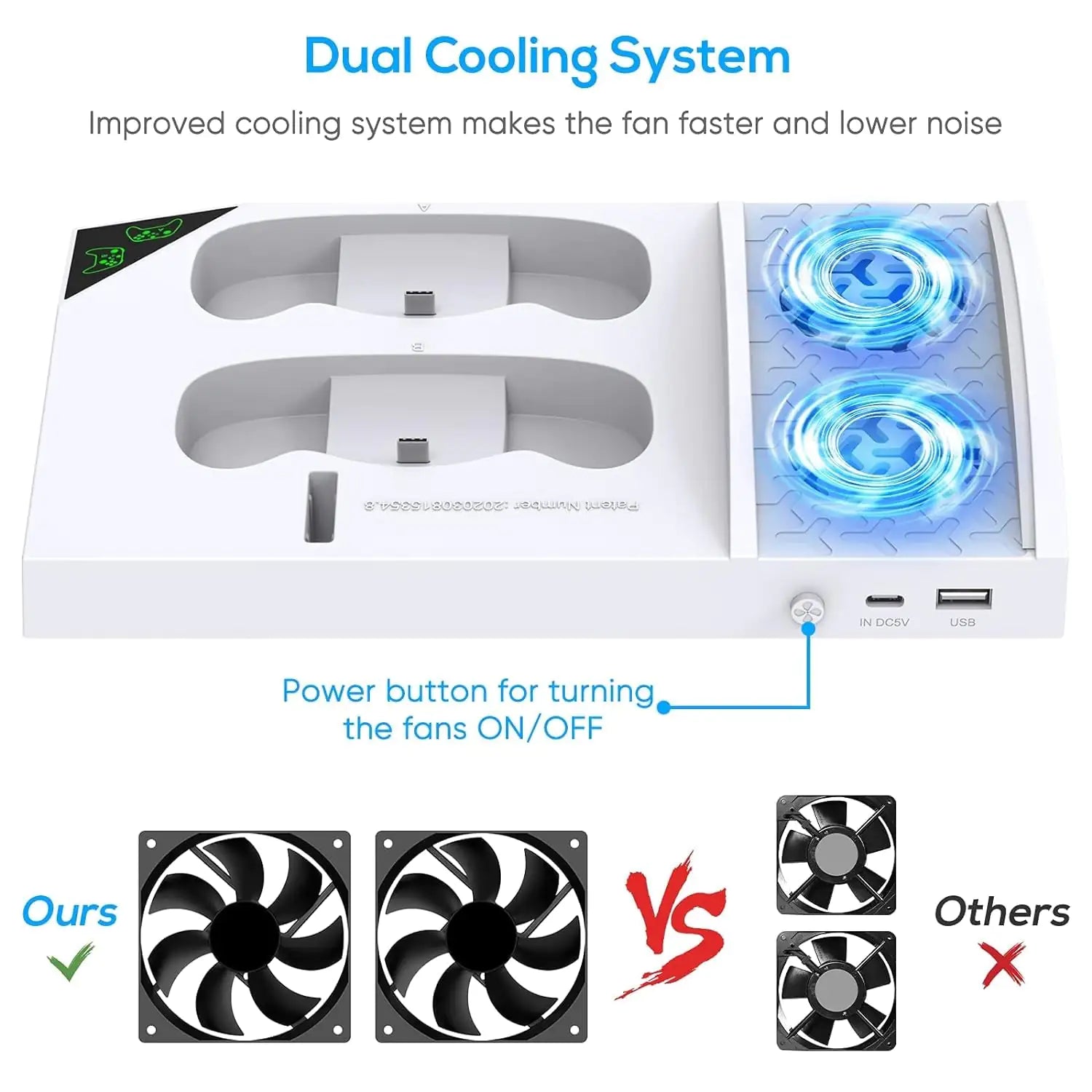 Charger Stand with Cooling Fan for Xbox Series S Console