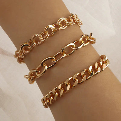 Three-Piece Exaggerated Punk Women's Bracelet Set Frugal Finds Galore