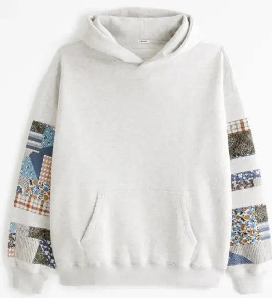 Printed Patch Hooded Sweater