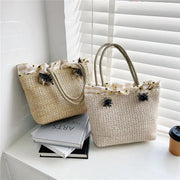 Trendy Women's Woven Shoulder Bag - Large Capacity Beach Bag Frugal Finds Galore