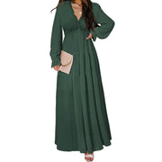Women's V-Neck Loose Printed Long Sleeve Dress Frugal Finds Galore