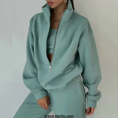 Women's Tracksuit Solid Hooded Sport Suit Frugal Finds Galore