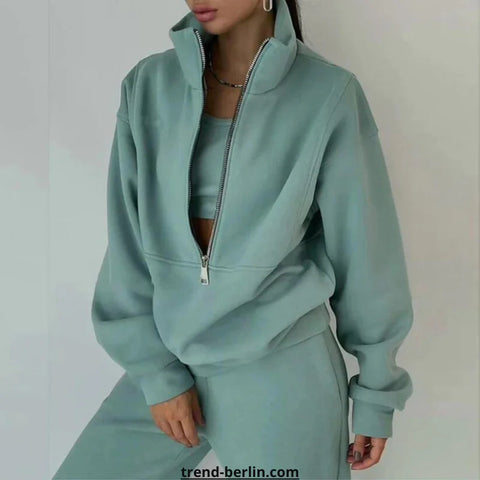 Women's Tracksuit Solid Hooded Sport Suit Frugal Finds Galore