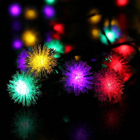 Yellow Snowball Solar String Lights Frugal Finds Galore