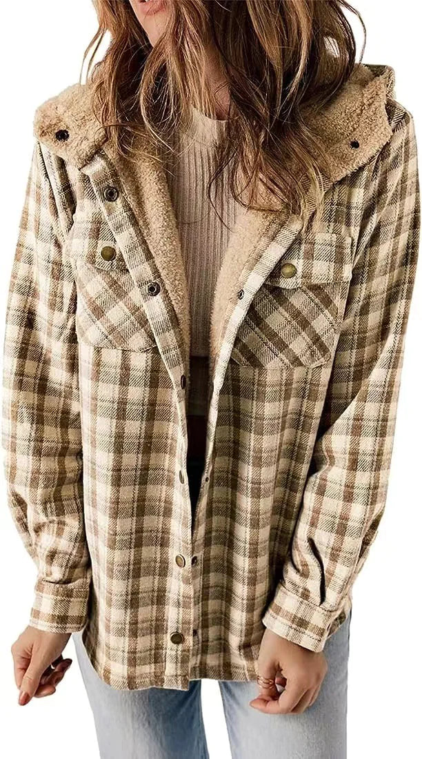 Cozy Plaid Hooded with Fleece Lining