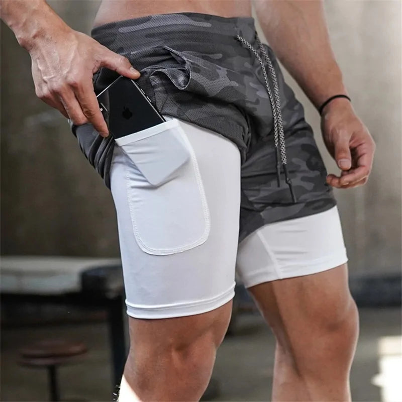 Summer 2-in-1 Men's Gym Fitness Running Shorts