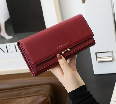 Women's Long Suede Wallet - Clutch Purse Frugal Finds Galore