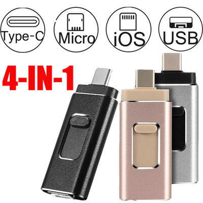 4-in-1 USB 3.0 Flash Drive for iPhone/Android (256GB) Frugal Finds Galore